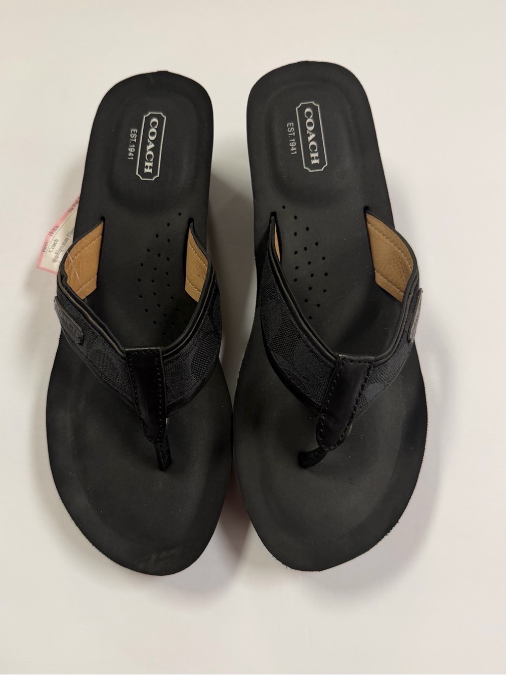 Coach Black Flip-Flop wedge Sandals.